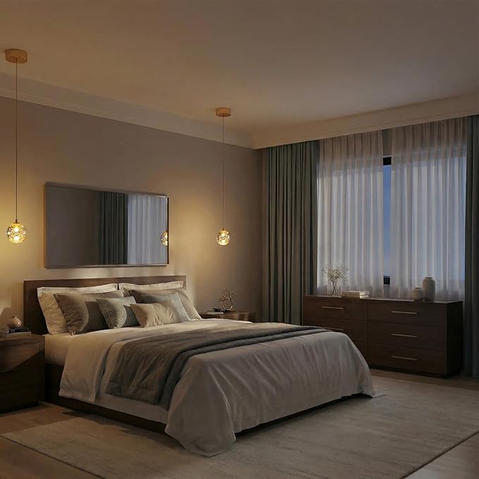 Modern Gold Single Pendant Light with Bubble Glass, Small Globe Pendant Light 70.86" Drop, Kitchen Pendant Lighting Over Island, Bar, Entryway, Warm White 3000K, 519 lm, Ø 4.73"