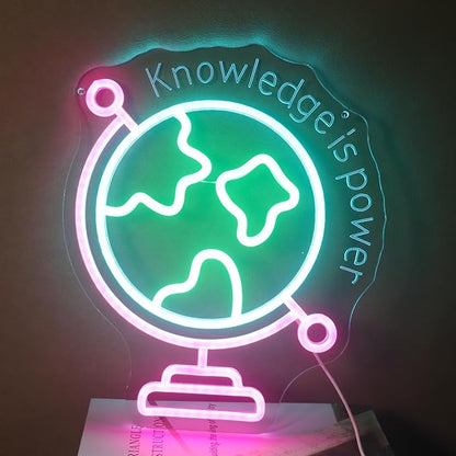 Nordstylee World Map Neon Light, 3D Globe LED Wall Sign in Pink Blue Green - Dimmable USB Powered Acrylic Light for Gaming Room, Kids Bedroom Decor, Cool Night Light Gift for Teens, Boys & Girls