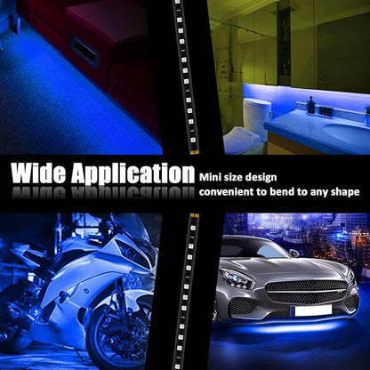 Blue 12v 15 Led 30cm Car Flexible Waterproof Underbody Light Strip Pack of 20