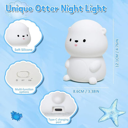 OkiyiD Otter Night Light, Cute Sea Otter Lamp Gifts,Animal Silicone Night Lamp, Cute Room Decor Night Light Birthday Christmas Gifts