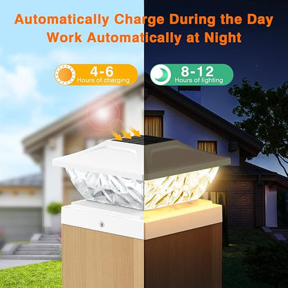 8 Pack Solar Post Cap Lights, 2 Mode Bright Solar Post Lights Outdoor Waterproof Fence Post Cap Lights, Outdoor Post Lights Solar Powered Deck Light for 4x4 4.5x4.5 5x5 Posts in Garden Decor