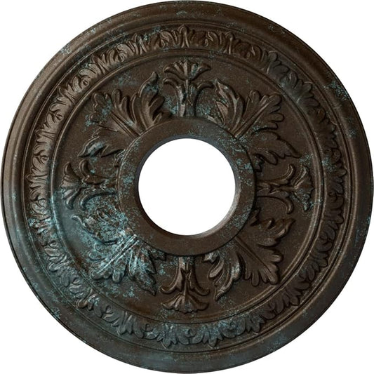 Ekena Millwork CM15BABBS 15-3/8" x 4-1/4" x 1-1/2" Baltimore Ceiling Medallion, Bronze Blue Patina