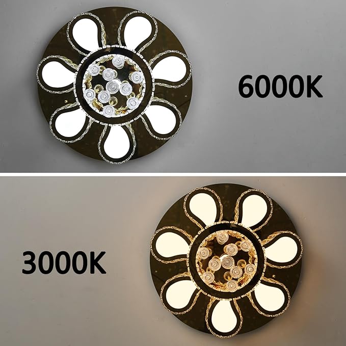HAIXIANG Glam Crystal Chandelier for Living Room Dining Room Chandeliers Light Fixtures LED Remote Dimmbale Lighting for Dining Room Bedroom Living Room Gold 40W LEDs Lights