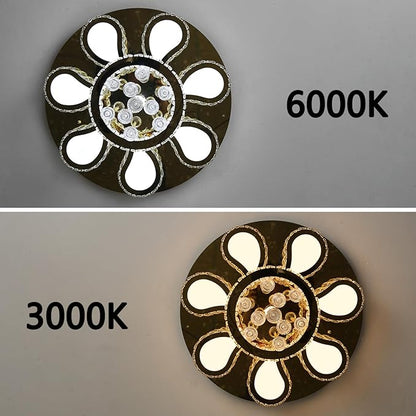HAIXIANG Glam Crystal Chandelier for Living Room Dining Room Chandeliers Light Fixtures LED Remote Dimmbale Lighting for Dining Room Bedroom Living Room Gold 40W LEDs Lights