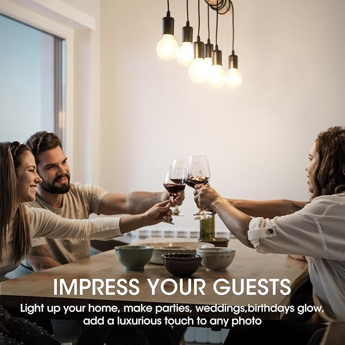 Gozelux Vintage LED Edison Bulbs, 6W, Equivalent 60W, High Brightness Cool White 4000K, ST58 Antique LED Filament Bulbs with 90+ CRI, E26 Medium Base, Dimmable, Clear Glass, Pack of 6