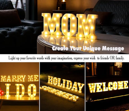 Small Led Marquee Letters, Light Up Letters, 8.58 Inch Led Letter Lights, Battery Powered Lighted Sign for Table, Party, Birthday, Christmas Decor (Letter M)