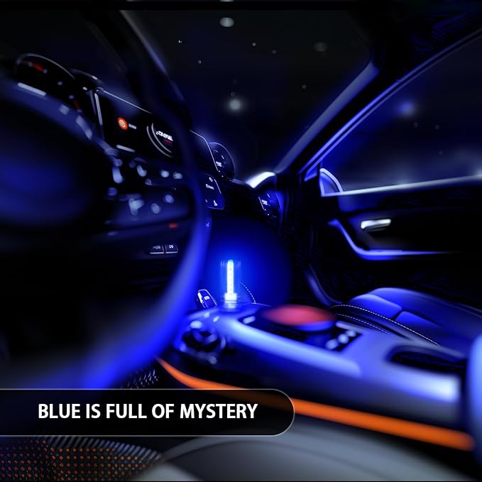 Mini USB Touch Control LED Ambient Light -4 Lighting Modes (Stable/dimmable SOS, Slow Flash, Breathing) Suitable for car interiors, Homes, Camping, and Party Decorations (Blue)