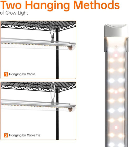 Bstrip Plant Shelf with Grow Light, 5 Tier Large Tall Plant Stand with 3FT T8 120W Grow Light for Indoor Plants, Full Spectrum LED Plant Light with Wheel for Seedling, (47.2" Lx17.8 Wx71 H)