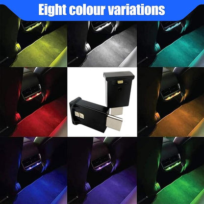 ZIMISI 2PCS Mini USB LED Light, Type C Night Lamp, Adjustable 8 Colors RGB Dynamic Gradient Brightness, Mini LED USB Car Interior Atmosphere Light for Vehicle Home Office Decoration Lighting