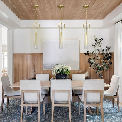 Brass Pendant Lights,Modern Glass Pendant Lights Kitchen Island,21.6'' Farmhouse Gold Kitchen Pendant Lighting Over Island for Dining Table,Bathroom,Bedroom,Included E26 Bulb