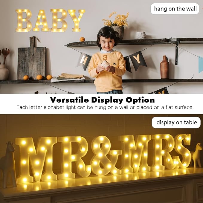 Small Led Marquee Letters, Light Up Letters, 8.58 Inch Led Letter Lights, Battery Powered Lighted Sign for Table, Party, Birthday, Christmas Decor (Letter S)