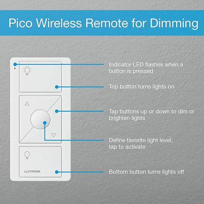 Lutron Diva Smart Dimmer Switch with Wallplate and Pico Smart Remote for Caseta Smart Lighting, Works w/ Alexa, Apple Homekit, Google Home (Hub Required), No Neutral Required, White