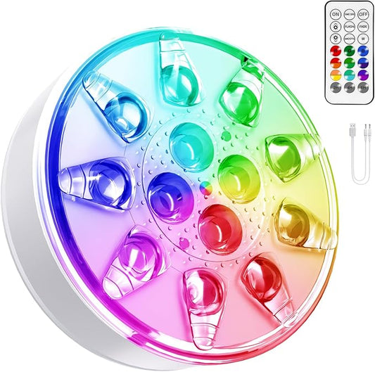VICHTOP Rechargeable Pool Lights - 1 Pack, IP68 Waterproof Submersible LED Pool Lights with Remote, Underwater Pool Decor Light Accessories for Inground Pools, Above Ground Pools, Party Decoration