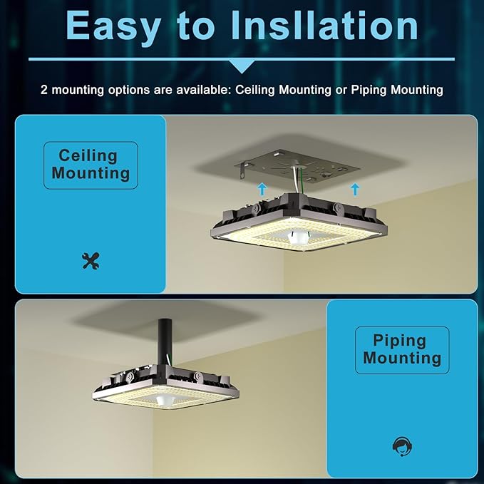Lightdot 2Pack 100W LED Canopy Celling Lights, Large Coverage 15000LM Canopy Light Outdoor LED for Garage Carport Entrance Porch Barn 5000K, 100-277V IP65 Waterproof, ETL Listed