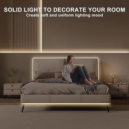 32.8ft COB Led Strip Light with Remote, 3000K Ra93+ Dimmable Bright Warm White Led COB Strip Light, White Continuous Led Strip Light for Mirror, Stair, Cabinet, Room