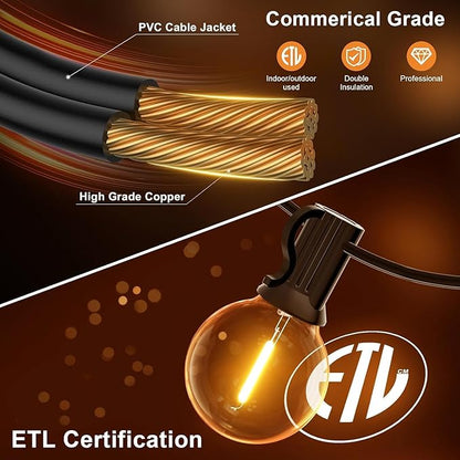 GPATIO Outdoor String Lights, 150FT G40 Bulbs Shatterproof Patio Lights, Waterproof Dimmable Hanging Outdoor Lights, Connectable LED Outside Lights for Backyard Yard Gazebo Porch Party