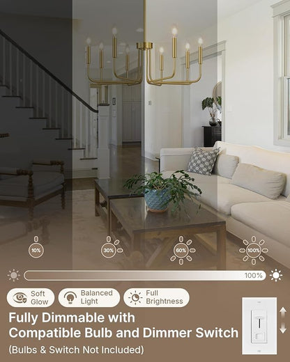 Yunnix 8 Light Modern Brushed Gold Chandelier for Dining Room Light Fixtures Over Table, Vintage Brass Master Bedroom Chandelier for Entryway, Foyer, Staircase, Kitchen and Living Room