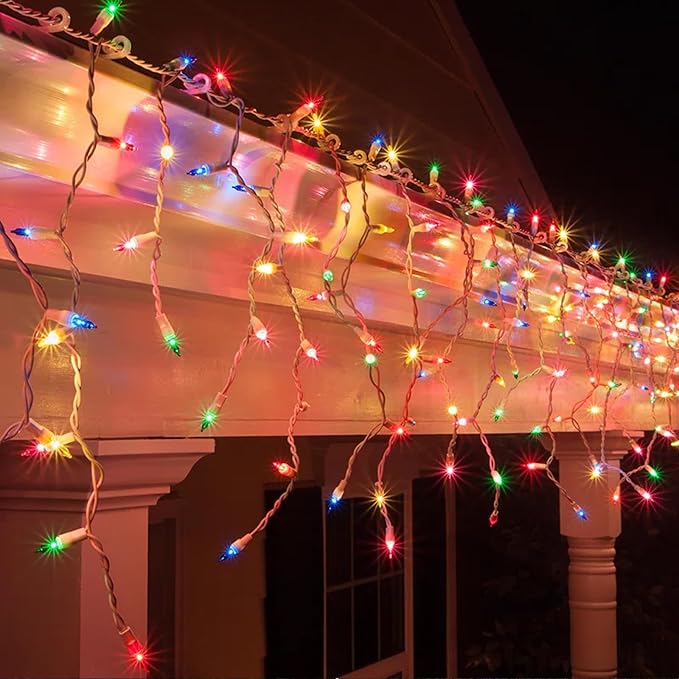 Vigdur 2 Packs 13ft 50 Multi-Color Christmas Lights on White Wire Cord, UL Approved Connectable Outdoor String Lights for Xmas Patio Home Party Garden Decor(Multicolor)