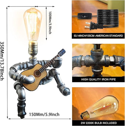 Cool Table Lamp - Vintage Steampunk Decor, A Very Relevant Gift for Music Fanatics & Guitar Aficionados