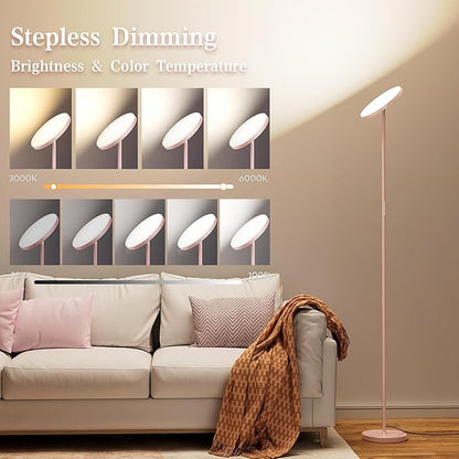 OHLUX Floor Lamps for Living Room, Bright LED Standing Lamp with Remote, Modern Color Changing Tall Lamp with Stepless Dimming, 69" Corner Floor Lamp for Bedroom, Office, Pink