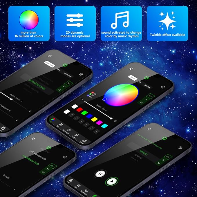 AMKI Mini 6W Twinkle Sound Mode RGBW Light Source Engine Driver Remote/APP Control Starlight Box Motor for Fiber Optic Star Ceiling Light Kit