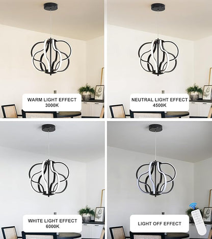 Modern Black LED Chandelier Ceiling Light Fixture, 8 Lights Hanging Pendant Lights for Dining Room Foyer Entryway Kitchen Living Room.