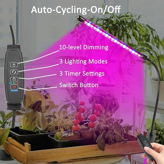 Clip On Grow Light for Indoor Plants,Full Spectrum Led Plant Grow Lights with Auto-Timer, Plant Growing Lamp for Seed Starting,Houseplants, Bonsai, Pot Plant,4 lamp