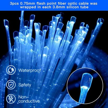 AZIMOM 100pcs 9.8ft Side Glow Fiber Optic Sensory Light for Autism Room,16w Twinkle&Sound Activated Light Box,Fiber Optic Curtain 3x0.75mm Flash Point Light Up Cable