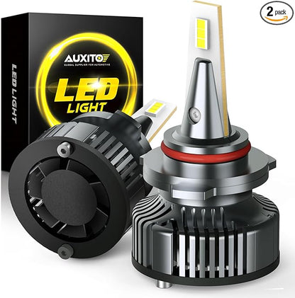 AUXITO 9005/HB3 LED Bulbs, 50000LM 900% Super Bright, Mini Size CANBus Ready Plug & Play, 60000+ Hours Life Service, Pack of 2