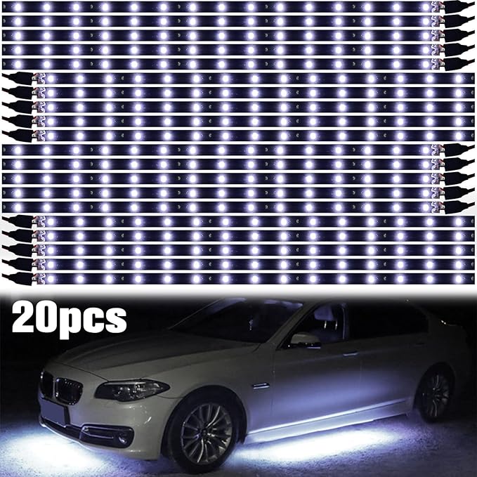 White 12v 15 Led 30cm Car Flexible Waterproof Underbody Light Strip Pack of 20
