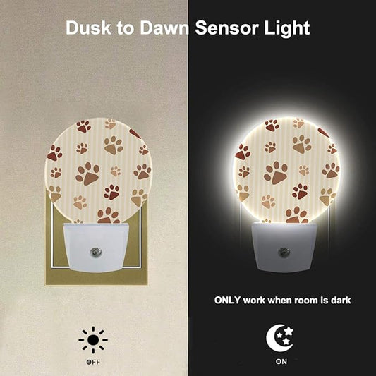 EKOBLA Paw Print Plug-in Night Light, Dog & Cat Paw Animal Footprint LED Nightlight with Dusk to Dawn Auto Sensor for Home Decor