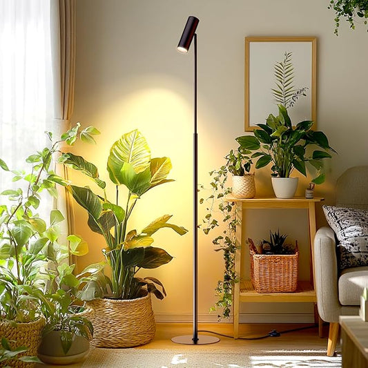 6FT Standing Grow Light for Indoor Plants,25W 3000K Full Spectrum COB Plant Light Bulb, 330° Rotating Head, Metal Floor Grow Lamp with On/Off Switch for Large Plant,Seedling