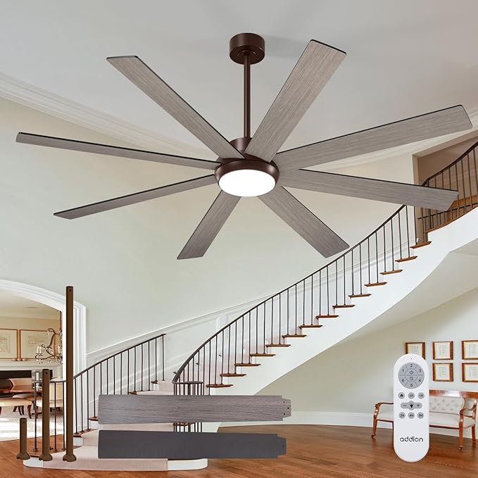 addlon 72 Inch Large Modern Ceiling Fans with Lights, Brown Ceiling Fan with Light And Remote Control, Reversible, 5CCT, Dimmable, Indoor/Outdoor Use for Bedroom, Farmhouse, Garage, Patios