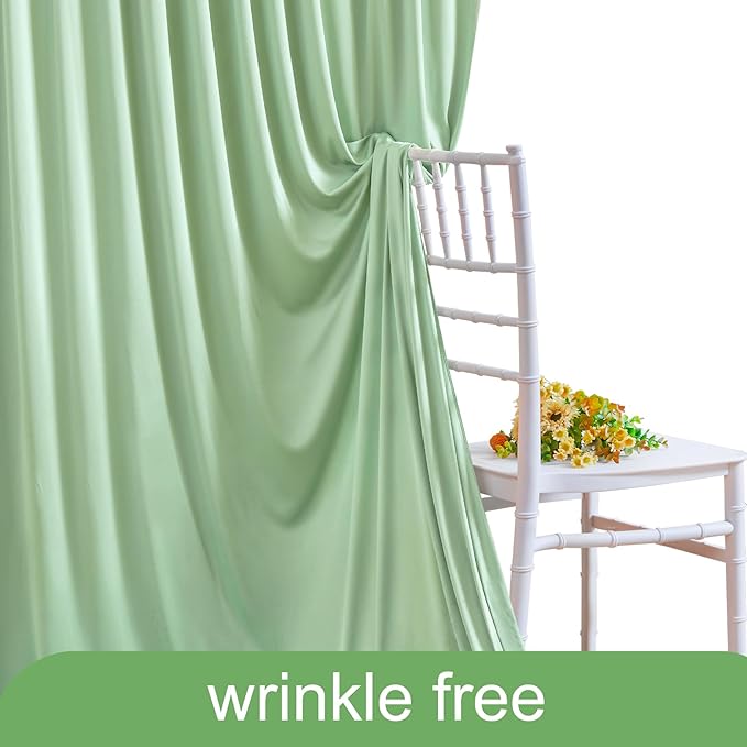 10ft x 10ft Sage Green Backdrop Curtain for Wedding Baby Shower Wrinkle Free Backdrop Drapes Panels for Parties Bridal Shower Birthday Photo Photography Polyester Fabric Background Decoration