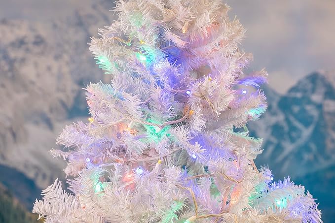 Novelty Lights 25ft Christmas String Lights, 50 Multicolor LED Bulbs on White Wire, 6" Spacing, Connectable Indoor Outdoor Commercial Grade Lighting for Holidays Patio Weddings