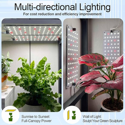 Panel Grow Light for Indoor Plants, 20W Ultra-Thin Full Spectrum LED Grow Light for Shelf & Cabinet, Dimmable with 6/12/16H Timer, Cold White, 1-Pack