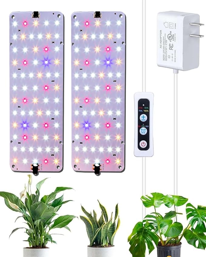 Panel Grow Light for Indoor Plants, 20W Ultra-Thin Full Spectrum LED Grow Light for Shelf & Cabinet, Dimmable with 6/12/16H Timer, Pinkish White, 1-Pack