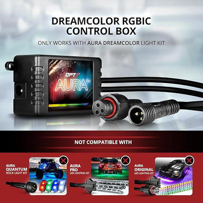 OPT7 Aura DreamColor RGB-IC Car Interior Ambient Light, 6PC Single Row LED Strips, Color Chasing Light Kit w/APP & Remote Control, Universal for Vehicles SUV Truck Pickup Van