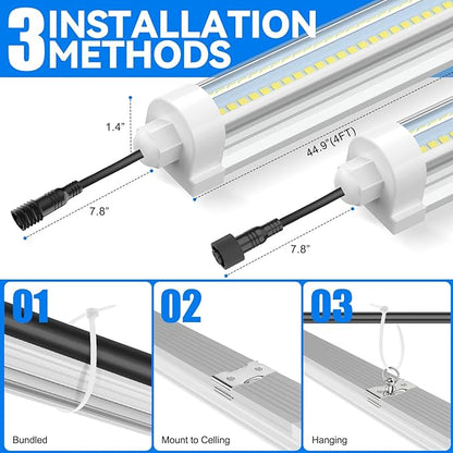 JESLED 4FT Waterproof Grow Lights for Indoor Plants, Sunlight Full Spectrum 5000K LED for Seed Starting, Seedling & Vegetables, 96W(2 X 48W, 600W Equiv), Linkable Grow Light Strip with Switch, 2P