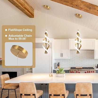 3 Packs Gold Pendant Light,4000K Modern LED Pendant Light for Kitchen,Adjustable Pendant Lighting Over Island Hanging Pendant Light Fixtures for Kitchen Dining Room Hallway(Gold, 3 Packs)