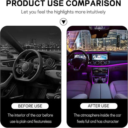 Car LED Strip Light, 12V 24 LED Interior Atmosphere Lights Under Dash Ambient Night Light, Auto Interior Decorative Lamp with Cigarette Adapter Plug (Pink Purple, Cigarette Lighter)