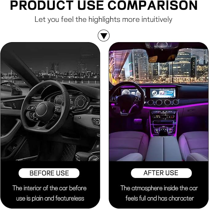 Car LED Strip Light, 12V 24 LED Interior Atmosphere Lights Under Dash Ambient Night Light, Universal Auto Interior Decorative Lamp with USB Port, Truck SUV Car Accessories (Pink Purple, USB)