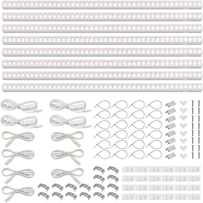 Barrina T5 Grow Light, Full Spectrum LED Grow Lights for Indoor Plants, 3ft 128W (8 x 16W, 800W Equivalent) Plant Light, Grow Lights for Seed Starting, Plug and Play, Pinkish White, 8-Pack