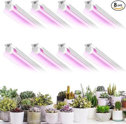 8 Pack LED Grow Light 4FT, Upgrade 336W(8×42W) High Intensity Full Spectrum Indoor Grow Lights with High PPFD Value, T8 Grow Lights for Indoor Plants, Seed Starting, Succulent, Vegetables