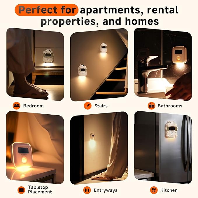 Light-Powered Motion Sensor Night Light, Magnetic Wall Mount/Tabletop, Auto On/Off, 3000K Warm White for Bedroom, Hallway, Bathroom, Kids Room, Best Thoughtful Gift for Holiday & Birthday