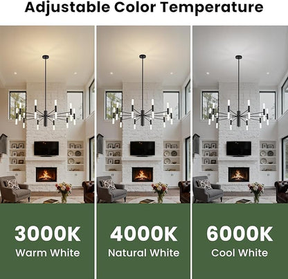 Black Modern Chandelier 20-Light, Large Farmhouse Round Candle Chandeliers with Acrylic Shades, 38.6" Dining Room Light Fixture for High Ceilings, Living Room, Foyer, Entryway, G9 Base