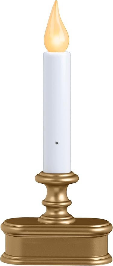Xodus Innovations FPC1221B-6 Battery Operated LED Dusk to Dawn Window Candle with Amber Steady On or Flicker Flame, Gold/Brass Pack of 6