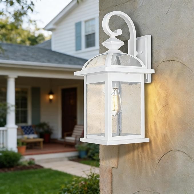 Darkaway 2pcs Outdoor Lights Fixtures Wall Mount, Large 22inch Outdoor Wall Sconce Lights with Seeded Glass Waterproof Outside Exterior Lights Fixture for House Front Porch Entry