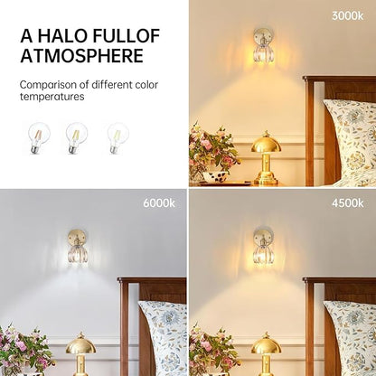 Shenmoyl Vintage Wall Sconces with Amber Tulip Glass Lampshade 180 Degree Adjustable Brass Sconces Hradwired Modern Wall Lighting Fixture with Switch for Bedside Bedroom Doorway