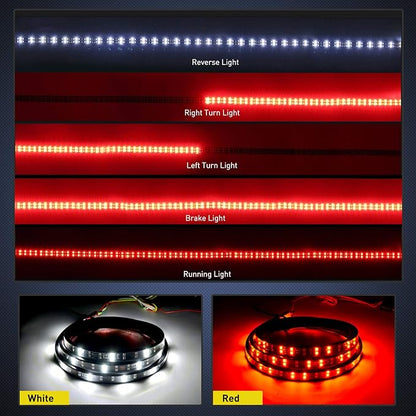 Nilight 60 Inch Truck Tailgate Light Bar Double Row LED Flexible Strip Red Running Brake Turn Signal White Reverse Back Up Lighting Modes for Pick Up Truck SUV